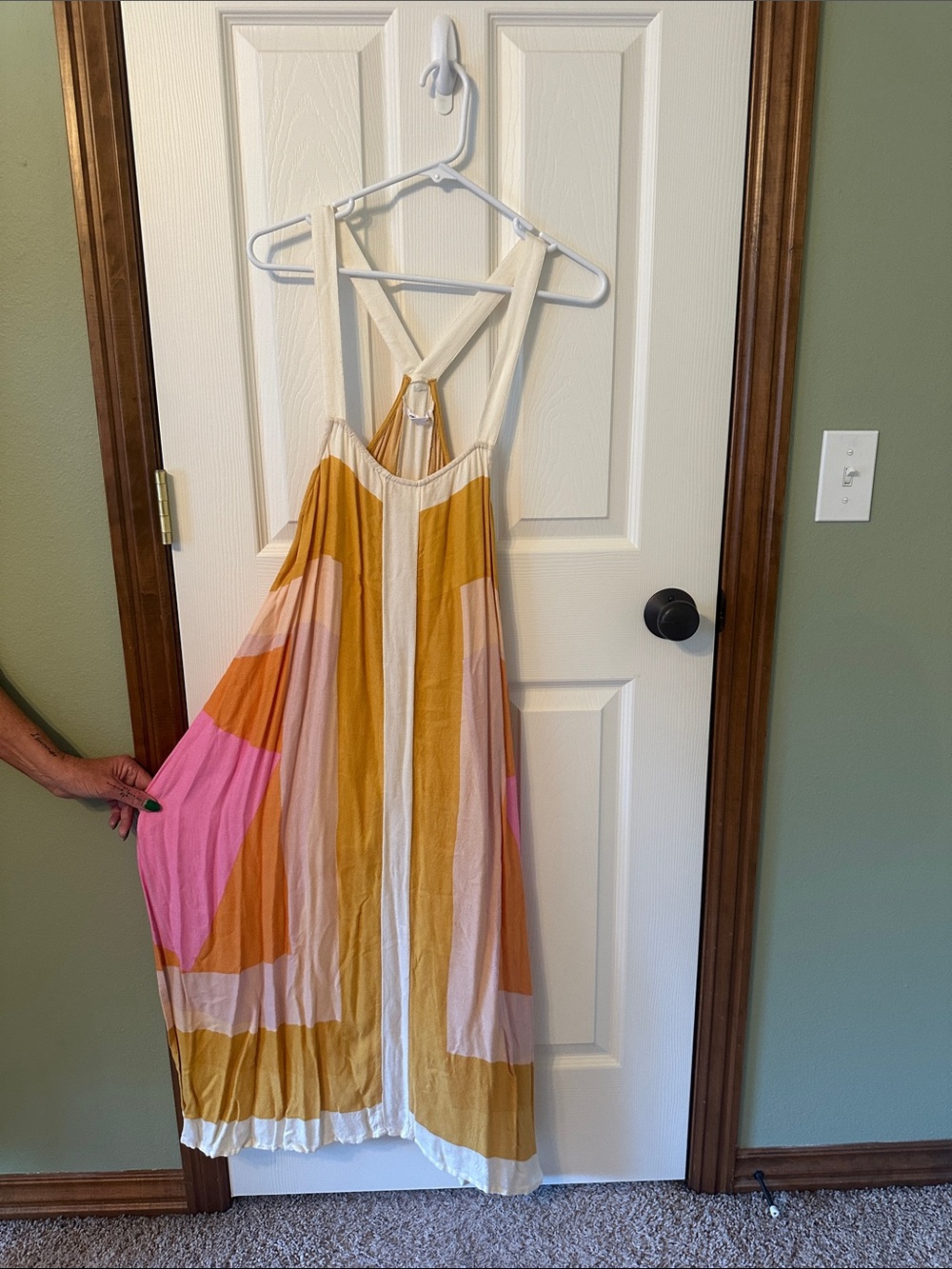 O'Neill Pink, Mustard & Cream Colorblock Midi Dress